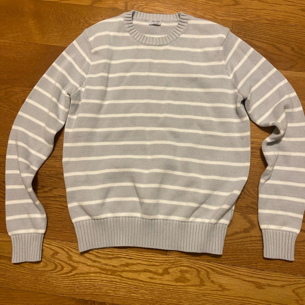 Woman’s Striped Gray Sweater